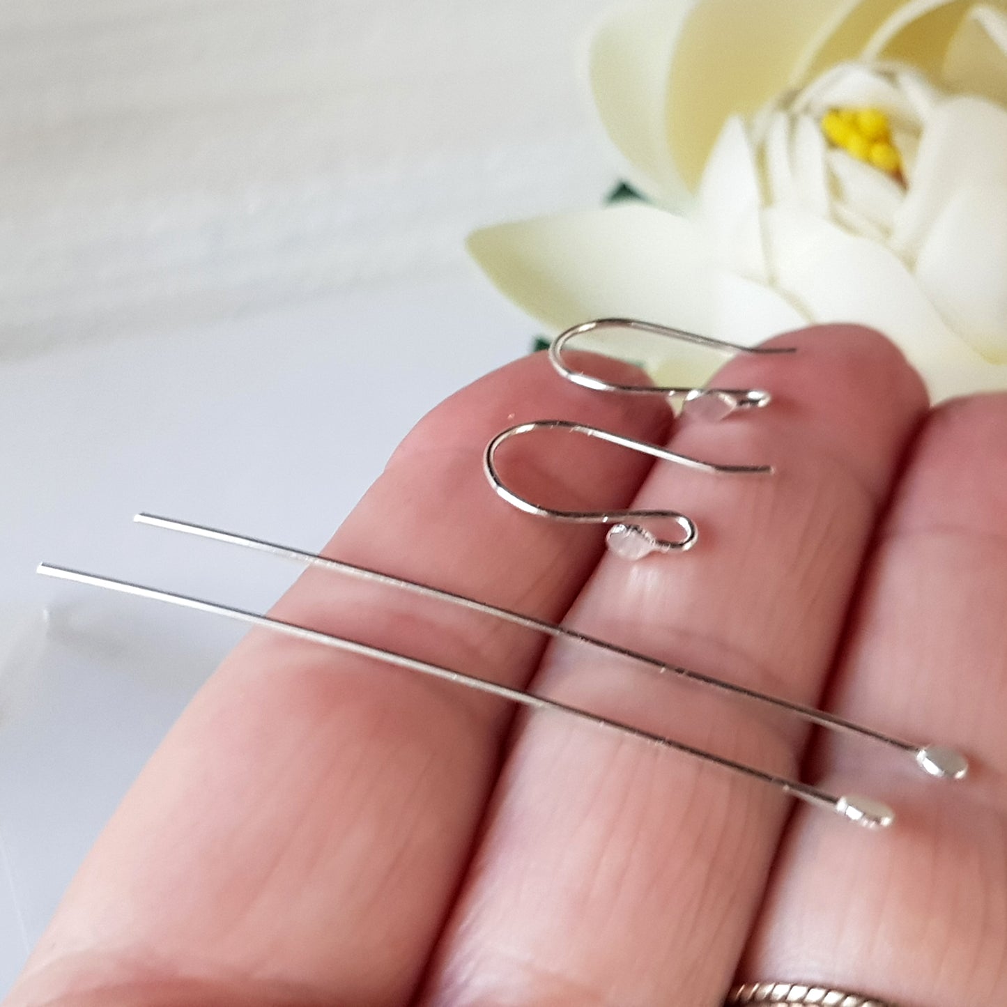 Ear Hooks & Headpin Set [10 Pairs] Flat Ball Solid Sterling Silver | SS-029fEHset | Earring Making Supply