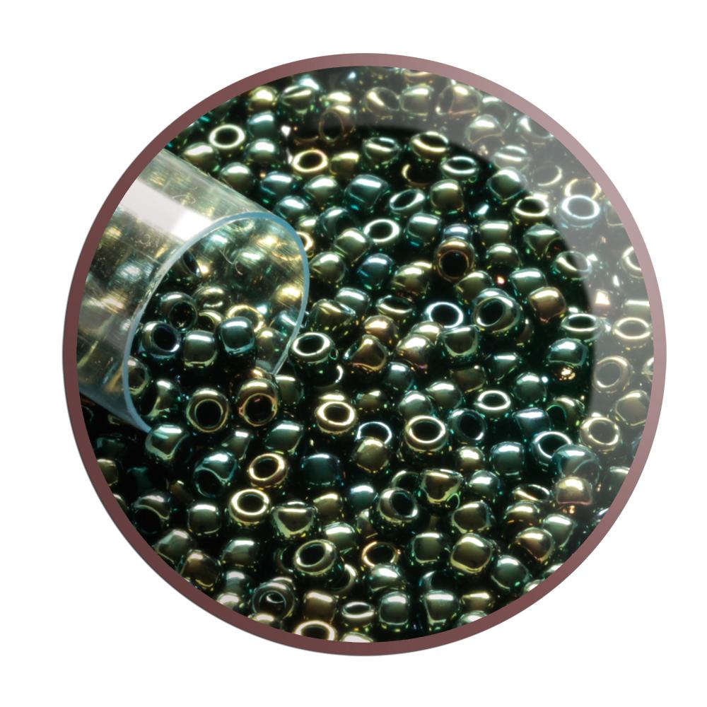 8/0 TR-84 Iris Green-Brown Metallic Round Toho Seed Beads - Beading Supply - Kalitheo Jewellery