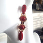 KTC-392R Red Howlite Long Dangle Statement Earrings - Free Shipping - Kalitheo Jewellery