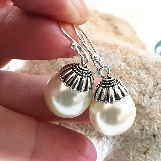 Large Pearl White Earrings - Kalitheo 