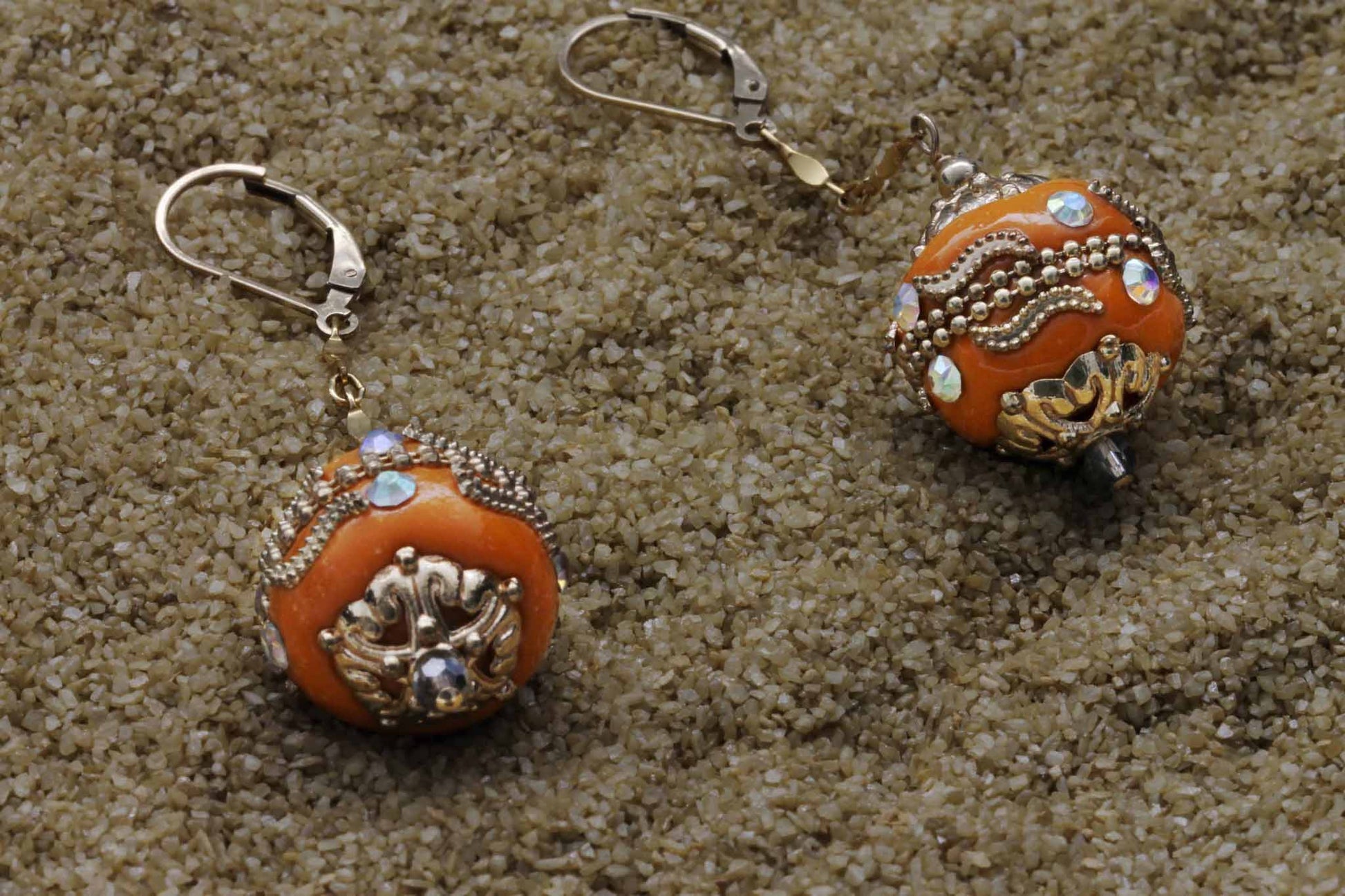 Orange Statement 14kt Gold-filled Earrings | KJ-013E | Artisan Earrings - Kalitheo Jewellery