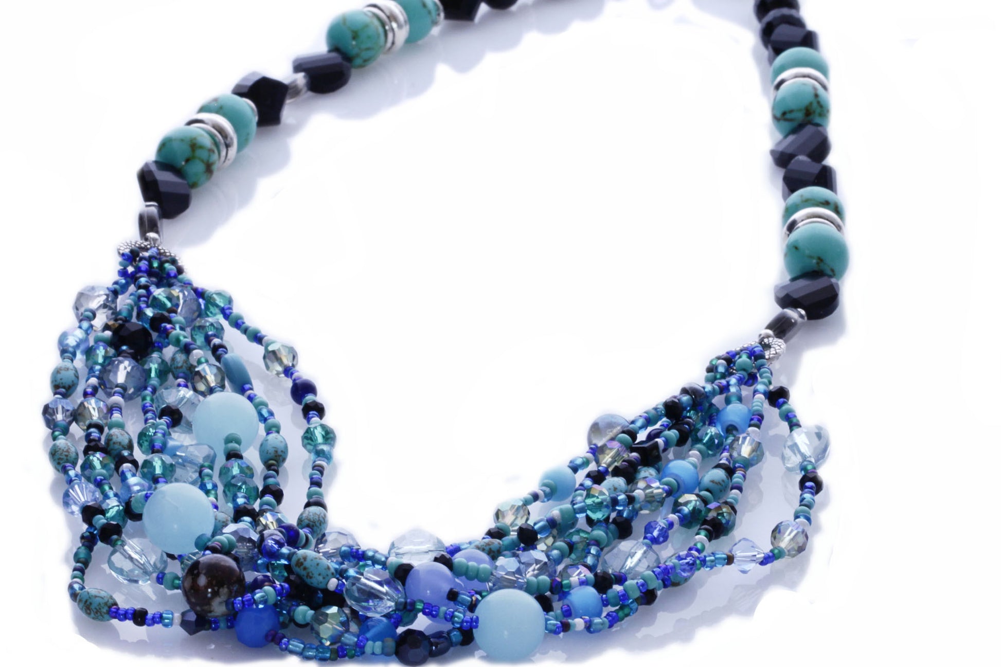 KTC-284 "Ariel Blue" Boho Multi-strand Necklace - Kalitheo Jewellery