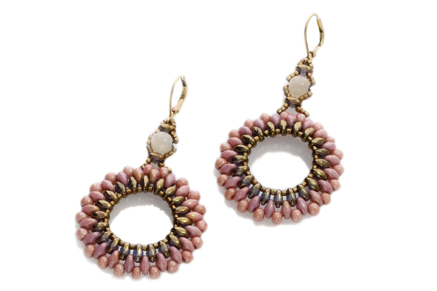 KTC-297  "Circle of Life" Deep Apricot Pink Earrings - Kalitheo Jewellery