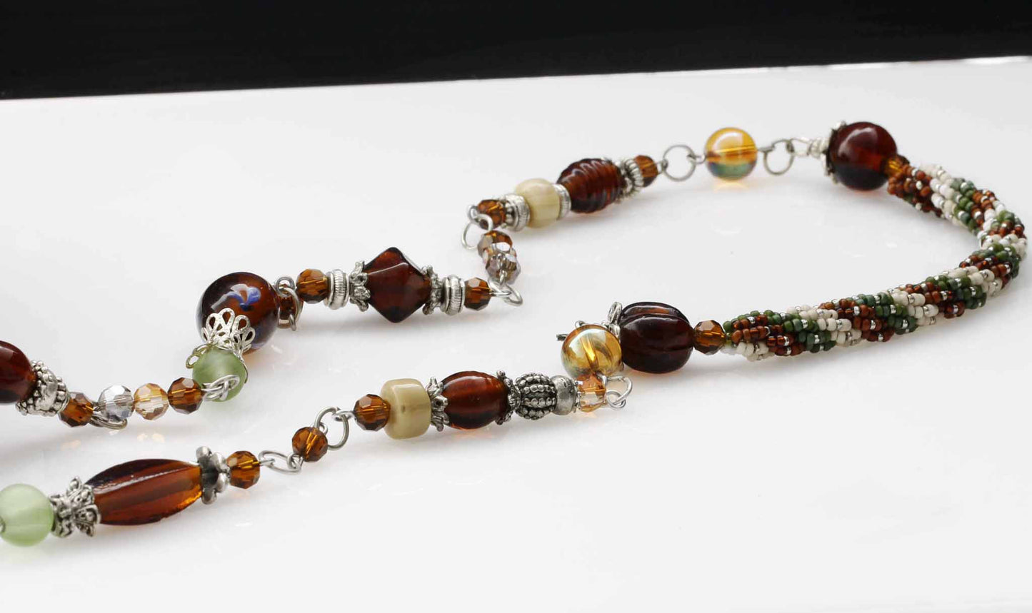 KTC-354 Long Necklace Honey Brown Tones. - Kalitheo Jewellery