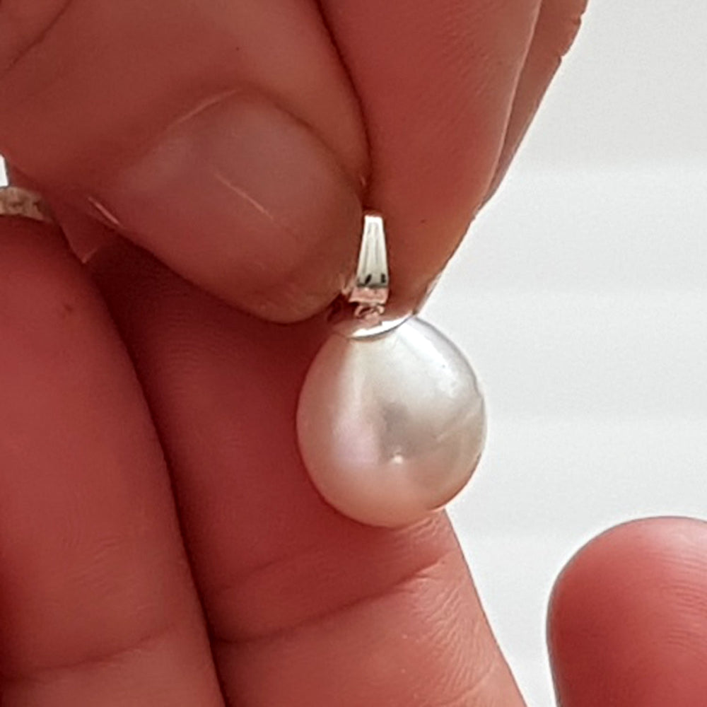 Sterling Silver 925 Pendant Drop 5mm cup with a pearl