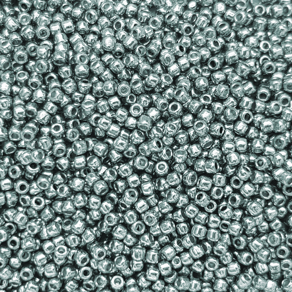 11/0 Toho Seed Beads in blue slate galvanized TR-PF565 close up,