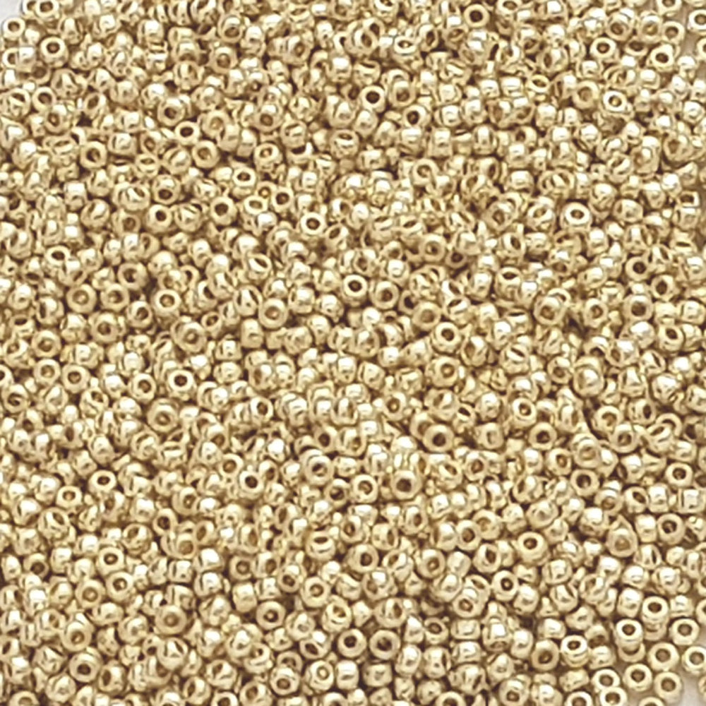 11/0 TR-PF558 Aluminium Galvanized Permanent Finish Round Toho Seed Beads  close up