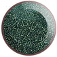 11/0 TR-284 Aqua Gold Lined Round Toho Seed Beads - Beading Supply - in a circle white background.