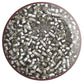 A collection of black diamond silver lined matte Toho round seed beads. 11/0 in a circle with white background,