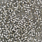 A collection of black diamond silver lined matte Toho round seed beads. 11/0 close up