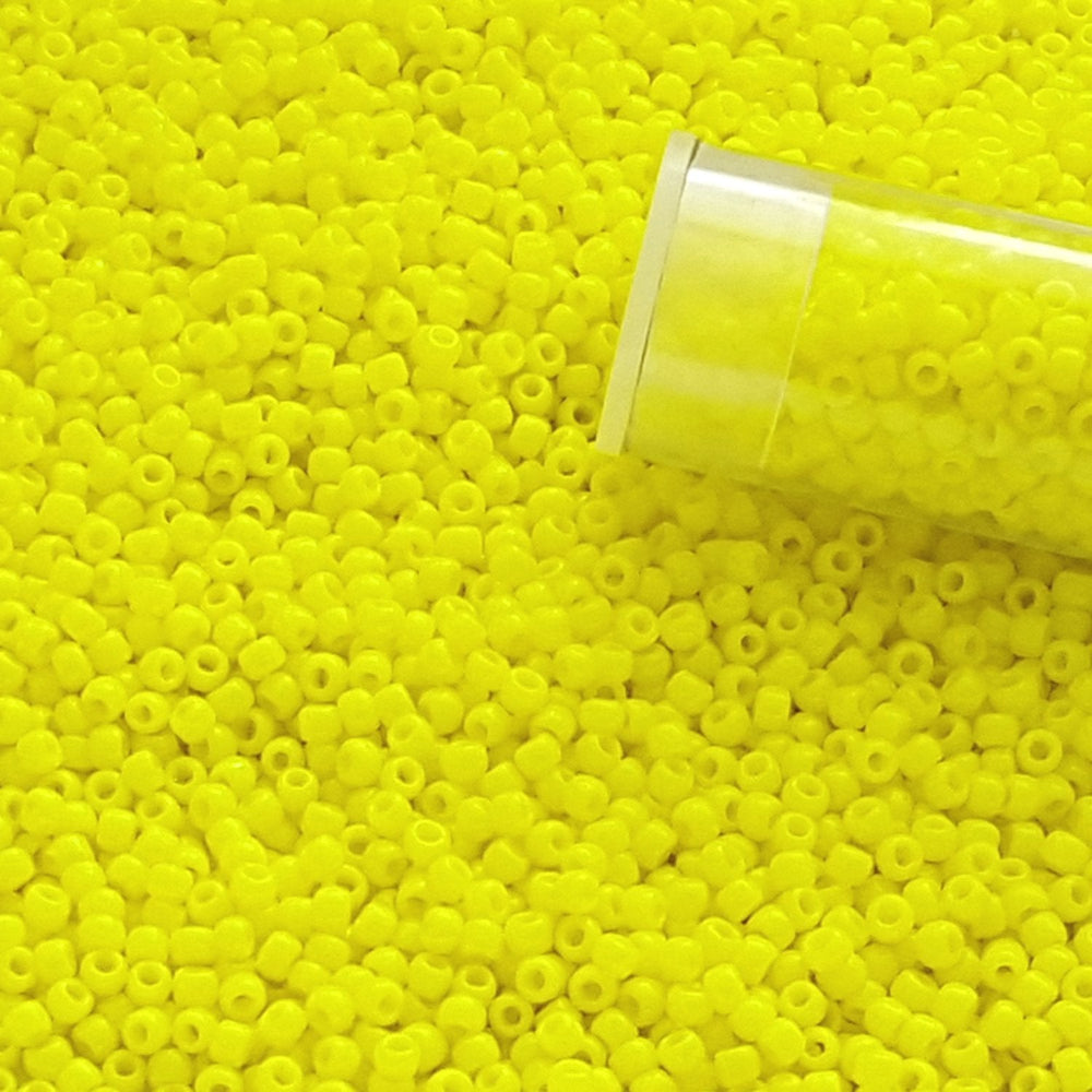 11/0 TR-42 Dandelion Yellow Opaque Round Toho Seed Beads close up