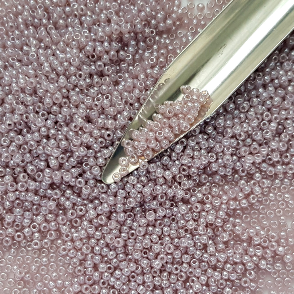 Toho seed beads in Grape Mist Ceylon colour 11/0 with a beading scoop,