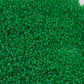 11/0 Toho Seed Beads in grass green frosted transparent TR-7BF close up.