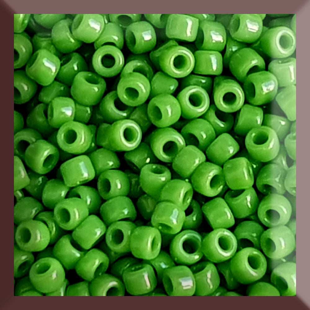 11/0 Toho Seed Beads in green mint opaque TR-47 in a square window.