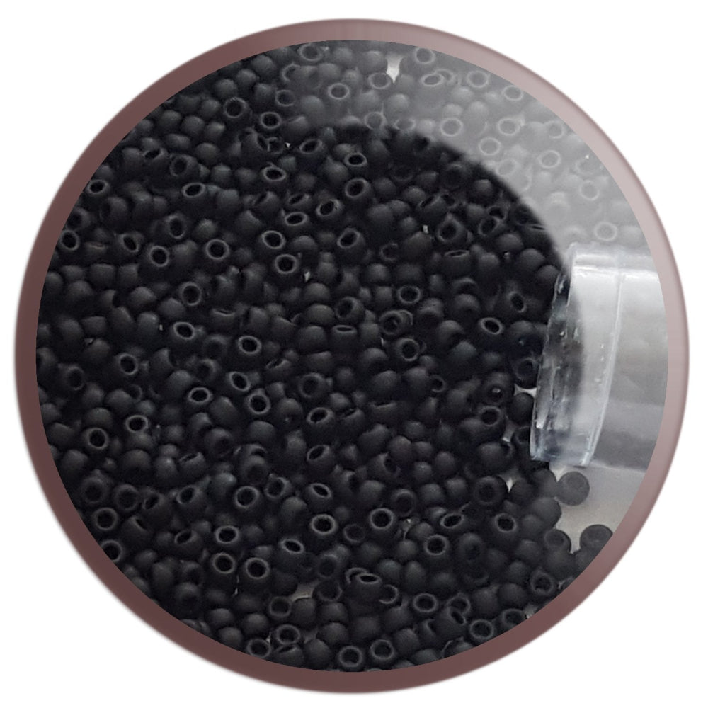 11/0 TR-49F Jet Black Opaque Matte Round Toho - Beading Supply - in a circle