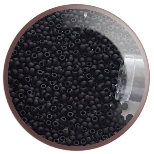 11/0 TR-49F Jet Black Opaque Matte Round Toho - Beading Supply - in a circle