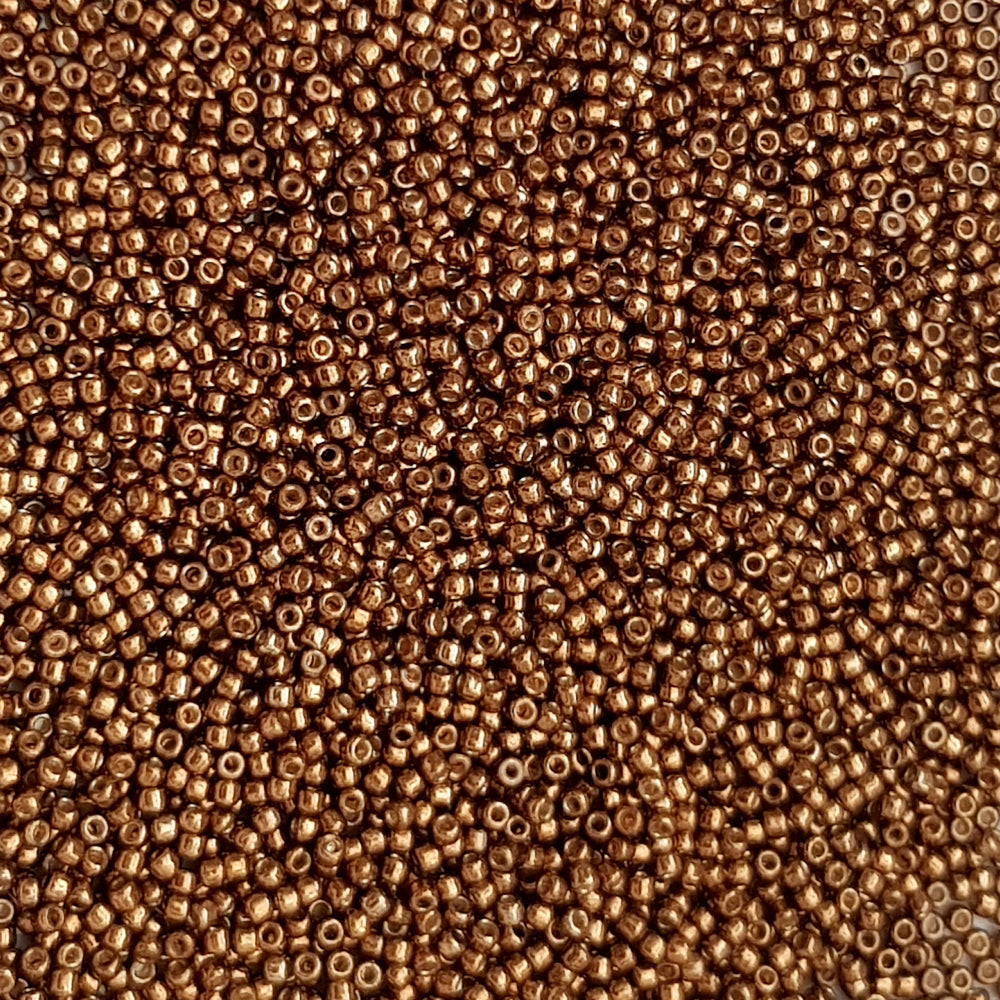 11/0 Toho seed beads in medal bronze galvanized permanent finish TR-PF594 close up