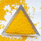 11/0 in sunshine yellow opaque frosted with a triangle scoop.