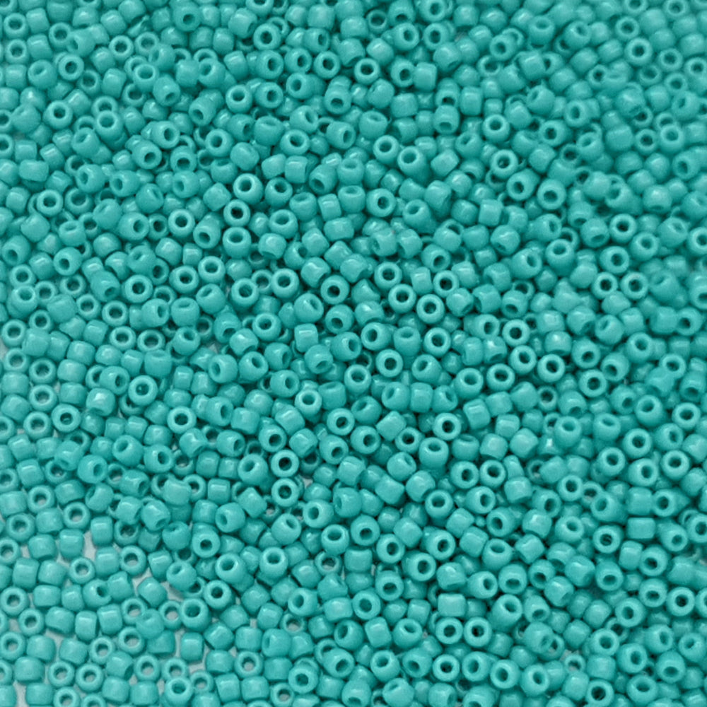 11/0 Toho seed beads in turquoise opaque TR-55 close up