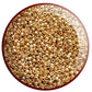 11/0 Toho seed beads 11/0 in starlight gold galvanized permanent finish tr-pf557 in a circle .
