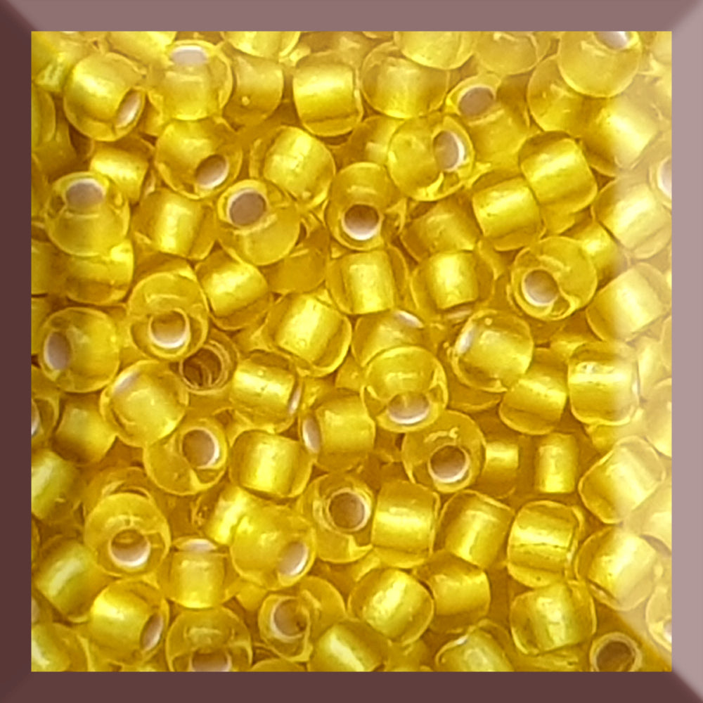 Lemon Frosted Silver-Lined Toho Seed Beads 8/0 tr-32F square window.
