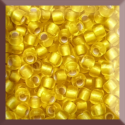 Lemon Frosted Silver-Lined Toho Seed Beads 8/0 tr-32F square window.