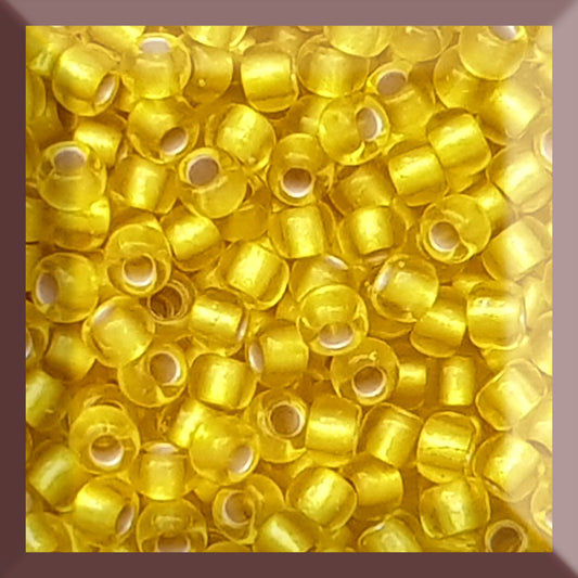 Lemon Frosted Silver-Lined Toho Seed Beads 8/0 tr-32F square window.