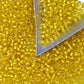 Yellow Beads Lemon Frosted Silver-Lined Toho see beads with a triangle Scoop TR-32F