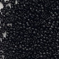 Toho seed beads 15/0 jet black opaque TR-49 close up.